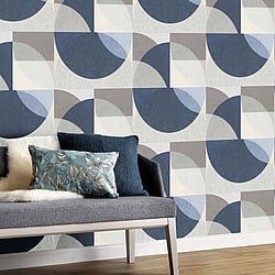 Galerie Wallcoverings Product Code: 10150-08 - ELLE Decoration Wallpaper Collection Galerie Wallcoverings Product Code 10150-08 - ELLE Decoration Wallpaper Collection - Grey Blue Colours - Geometric Circle Graphic Design