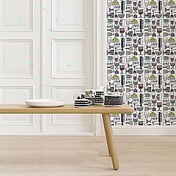Galerie Wallcoverings Product Code: 14100 - Marimekko 5 Wallpaper Collection Galerie Wallcoverings Product Code 14100 - Marimekko 5 Wallpaper Collection - White Black Pink Red Yellow Green Blue Colours - Marimekko Kippis Design