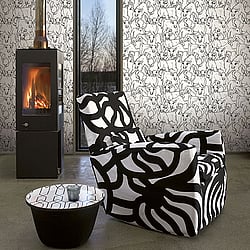 Galerie Wallcoverings Product Code: 14106 - Marimekko 5 Wallpaper Collection Galerie Wallcoverings Product Code 14106 - Marimekko 5 Wallpaper Collection - White Black Colours - Marimekko Iltavilli Design