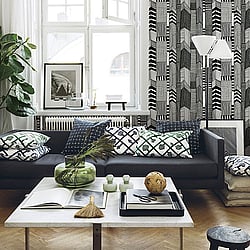 Galerie Wallcoverings Product Code: 14111 - Marimekko 5 Wallpaper Collection Galerie Wallcoverings Product Code 14111 - Marimekko 5 Wallpaper Collection - Black White Colours - Marimekko Ruutukaava Design