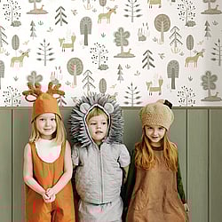 Galerie Wallcoverings Product Code: 14802 - Little Explorers 2 Wallpaper Collection Galerie Wallcoverings Product Code 14802 - Little Explorers 2 Wallpaper Collection - Green Colours - Bring your walls to life with this friendly wallpaper design. Featuring cute, shy country animals such as foxes, deer and hedgehogs, this unique wallpaper is ideal for sparking their imagination, whether they are babies or older. Suitable for using as a sweet nursery wallpaper, this animal inspired design is available in a three muted colourways, and is ideal for creating a modern and warm feel in your child’s bedroom or playroom. Design