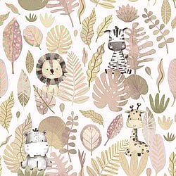 Galerie Wallcoverings Product Code: 14838 - Little Explorers 2 Wallpaper Collection Galerie Wallcoverings Product Code 14838 - Little Explorers 2 Wallpaper Collection - Pink Colours - If you’re looking for a cute jungle wallpaper for your child’s bedroom or nursery, look no further than our heartwarming Savannah wallpaper design. This fun design for kids features stylish pastel leaves, and hidden beneath them are four jungle friends that your child will love and admire on their wall – including a cute zebra and a happy hippo! The soft, muted tones on a creamy background will create a modern and warm feel in your child’s bedroom, nursery, or playroom. All the wallpapers in this collection have been designed to complement each other, which can add even more interest to this lovingly-created kids wallpaper. Savannah is a fun animal wallpaper that will really transform your little one’s space! Design