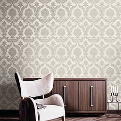 Galerie Wallcoverings Product Code: 23601 - Classic Italian Wallpaper Collection Galerie Wallcoverings Product Code 23601 - Classic Italian Wallpaper Collection - Silver Grey Colours - A traditional damask on a woven effect background, giving a classical, formal edge to any interior scheme.  Design