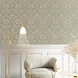 Galerie Wallcoverings Product Code: 23605 - Classic Italian Wallpaper Collection Galerie Wallcoverings Product Code 23605 - Classic Italian Wallpaper Collection - Blue Beige Colours - A traditional damask on a woven effect background, giving a classical, formal edge to any interior scheme.  Design