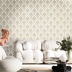 Galerie Wallcoverings Product Code: 23641 - Classic Italian Wallpaper Collection Galerie Wallcoverings Product Code 23641 - Classic Italian Wallpaper Collection - Silver Grey Colours - A damask with a stylised, contemporary edge. Less floral and more geometric, but still with the overall traditional sumptuousness of a classic damask.  Design