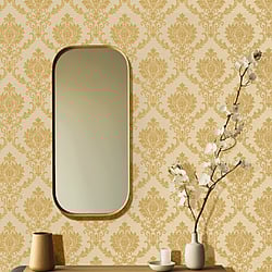 Galerie Wallcoverings Product Code: 23642 - Classic Italian Wallpaper Collection Galerie Wallcoverings Product Code 23642 - Classic Italian Wallpaper Collection - Gold Colours - A damask with a stylised, contemporary edge. Less floral and more geometric, but still with the overall traditional sumptuousness of a classic damask.  Design