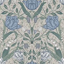 Galerie Wallcoverings Product Code: 33008 - Apelviken Wallpaper Collection Galerie Wallcoverings Product Code 33008 - Apelviken Wallpaper Collection - Cream Blue Green Grey Colours - Tulip Trail Design