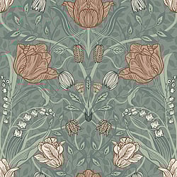 Galerie Wallcoverings Product Code: 33010 - Apelviken 2 Wallpaper Collection Galerie Wallcoverings Product Code 33010 - Apelviken 2 Wallpaper Collection - Green Orange Colours - Tulips Design