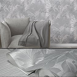 Galerie Wallcoverings Product Code: 33301 - Eden Wallpaper Collection Galerie Wallcoverings Product Code 33301 - Eden Wallpaper Collection -  Metallic Jungle Leaves Design