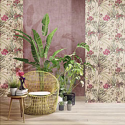Galerie Wallcoverings Product Code: 3708 - Tendenza Wallpaper Collection Galerie Wallcoverings Product Code 3708 - Tendenza Wallpaper Collection - Green Raspbery Beige Colours - Botanical Print Design