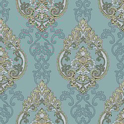 Galerie Wallcoverings Product Code: 42526 - Opulence Wallpaper Collection Galerie Wallcoverings Product Code 42526 - Opulence Wallpaper Collection - Blue Gold Colours - Large Damask Design