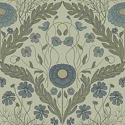 Galerie Wallcoverings Product Code: 51001 - Blomstermala Wallpaper Collection Galerie Wallcoverings Product Code 51001 - Blomstermala Wallpaper Collection - Blue Green Colours - Leafy Bloom Design