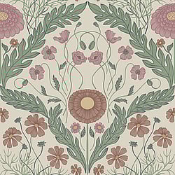 Galerie Wallcoverings Product Code: 51002 - Blomstermala Wallpaper Collection Galerie Wallcoverings Product Code 51002 - Blomstermala Wallpaper Collection - Green Red Pink Colours - Leafy Bloom Design