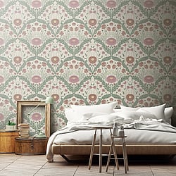 Galerie Wallcoverings Product Code: 51002 - Blomstermala Wallpaper Collection Galerie Wallcoverings Product Code 51002 - Blomstermala Wallpaper Collection - Green Red Pink Colours - Leafy Bloom Design