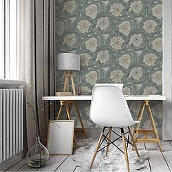 Galerie Wallcoverings Product Code: 51009 - Blomstermala Wallpaper Collection Galerie Wallcoverings Product Code 51009 - Blomstermala Wallpaper Collection - Grey Colours - Big Bloom Design