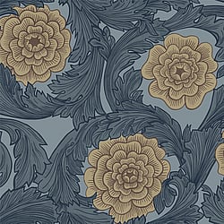 Galerie Wallcoverings Product Code: 51010 - Blomstermala Wallpaper Collection Galerie Wallcoverings Product Code 51010 - Blomstermala Wallpaper Collection - Blue Beige Brown Colours - Big Bloom Design