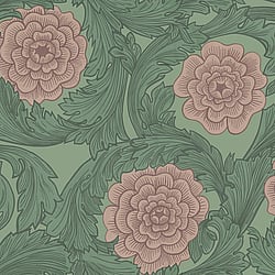 Galerie Wallcoverings Product Code: 51011 - Blomstermala Wallpaper Collection Galerie Wallcoverings Product Code 51011 - Blomstermala Wallpaper Collection - Green Pink Colours - Big Bloom Design