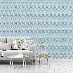 Galerie Wallcoverings Product Code: 51019 - Blomstermala Wallpaper Collection Galerie Wallcoverings Product Code 51019 - Blomstermala Wallpaper Collection - Blue White Colours - Floral Collage Design