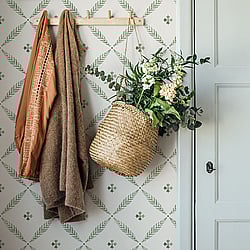 Galerie Wallcoverings Product Code: 51024 - Blomstermala Wallpaper Collection Galerie Wallcoverings Product Code 51024 - Blomstermala Wallpaper Collection - Green White Colours - Leaf Trellis Design