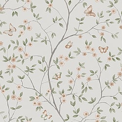 Galerie Wallcoverings Product Code: 51025 - Blomstermala Wallpaper Collection Galerie Wallcoverings Product Code 51025 - Blomstermala Wallpaper Collection - Beige Green Grey Colours - Butterfly Trail Design