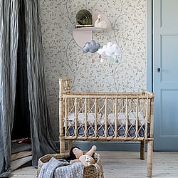 Galerie Wallcoverings Product Code: 51025 - Blomstermala Wallpaper Collection Galerie Wallcoverings Product Code 51025 - Blomstermala Wallpaper Collection - Beige Green Grey Colours - Butterfly Trail Design