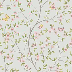 Galerie Wallcoverings Product Code: 51027 - Blomstermala Wallpaper Collection Galerie Wallcoverings Product Code 51027 - Blomstermala Wallpaper Collection - Blue Pink Green Colours - Butterfly Trail Design