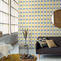 Galerie Wallcoverings Product Code: 51144002 - Skandinavia 2 Wallpaper Collection Galerie Wallcoverings Product Code 51144002 - Skandinavia 2 Wallpaper Collection - Yellow Blue Grey Colours - Yellow Oslo Geometric Design
