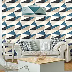 Galerie Wallcoverings Product Code: 51183601 - Skandinavia 2 Wallpaper Collection Galerie Wallcoverings Product Code 51183601 - Skandinavia 2 Wallpaper Collection - Blue Black Beige Cream Colours - Blue Triangle Geometric Design