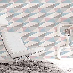 Galerie Wallcoverings Product Code: 51183603 - Skandinavia 2 Wallpaper Collection Galerie Wallcoverings Product Code 51183603 - Skandinavia 2 Wallpaper Collection - Pink Blue Grey White Colours - Pink Blue Triangle Geometric Design