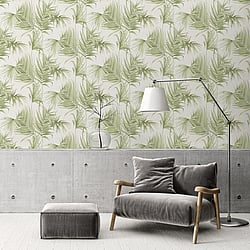 Galerie Wallcoverings Product Code: ES31132 - Escape Wallpaper Collection Galerie Wallcoverings Product Code ES31132 - Escape Wallpaper Collection - Green, White Colours - Palm Leaves Design