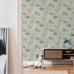 Galerie Wallcoverings Product Code: FL61124 - Flourish Wallpaper Collection Galerie Wallcoverings Product Code FL61124 - Flourish Wallpaper Collection - Beige/Grey Colours - Mix Leaves Motif Design