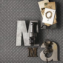 Galerie Wallcoverings Product Code: G45174 - Nostalgie Wallpaper Collection Galerie Wallcoverings Product Code G45174 - Nostalgie Wallpaper Collection - Silver Grey Colours - Diamond Plate Design