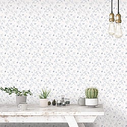 Galerie Wallcoverings Product Code: G67851 - Miniatures 3 Wallpaper Collection Galerie Wallcoverings Product Code G67851 - Miniatures 3 Wallpaper Collection - Blue White Colours - Small Floral Butterfly Dragonfly Design