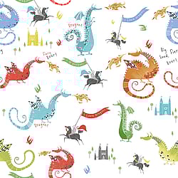Galerie Wallcoverings Product Code: G78368 - Tiny Tots 2 Wallpaper Collection Galerie Wallcoverings Product Code G78368 - Tiny Tots 2 Wallpaper Collection - Bright Colours Colours - Dragons Design