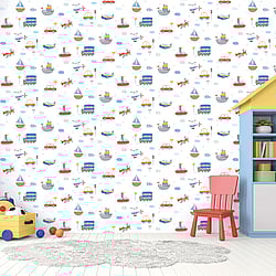 Galerie Wallcoverings Product Code: G78415 - Tiny Tots 2 Wallpaper Collection Galerie Wallcoverings Product Code G78415 - Tiny Tots 2 Wallpaper Collection - Blue Orange Red Colours - Transportation Design