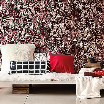 Galerie Wallcoverings Product Code 81265 - Feel Wallpaper Collection - Red Burgundy Ecru Cream Peach Colours -  