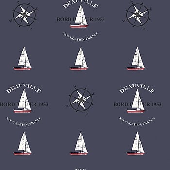 Galerie Wallcoverings Product Code G23036 - Deauville 2 Wallpaper Collection - Navy Blue Red White Colours -  