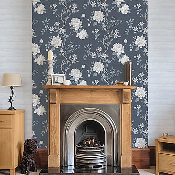 Galerie Wallcoverings Product Code G45303 - Vintage Roses Wallpaper Collection - Dark Blue Beige Colours -  