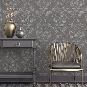 Galerie Wallcoverings Product Code G67782 - Utopia Wallpaper Collection - Charcoal Silver Colours -  