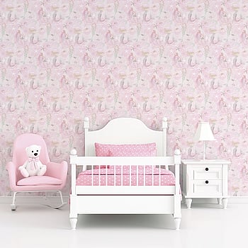 Galerie Wallcoverings Product Code G78390 - Tiny Tots 2 Wallpaper Collection - Pink Grey Glitter Colours -  